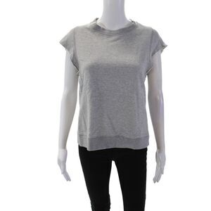 Theory 38 Womens Short Sleeve Scoop Neck Boxy Knit Top Gray Size Medium